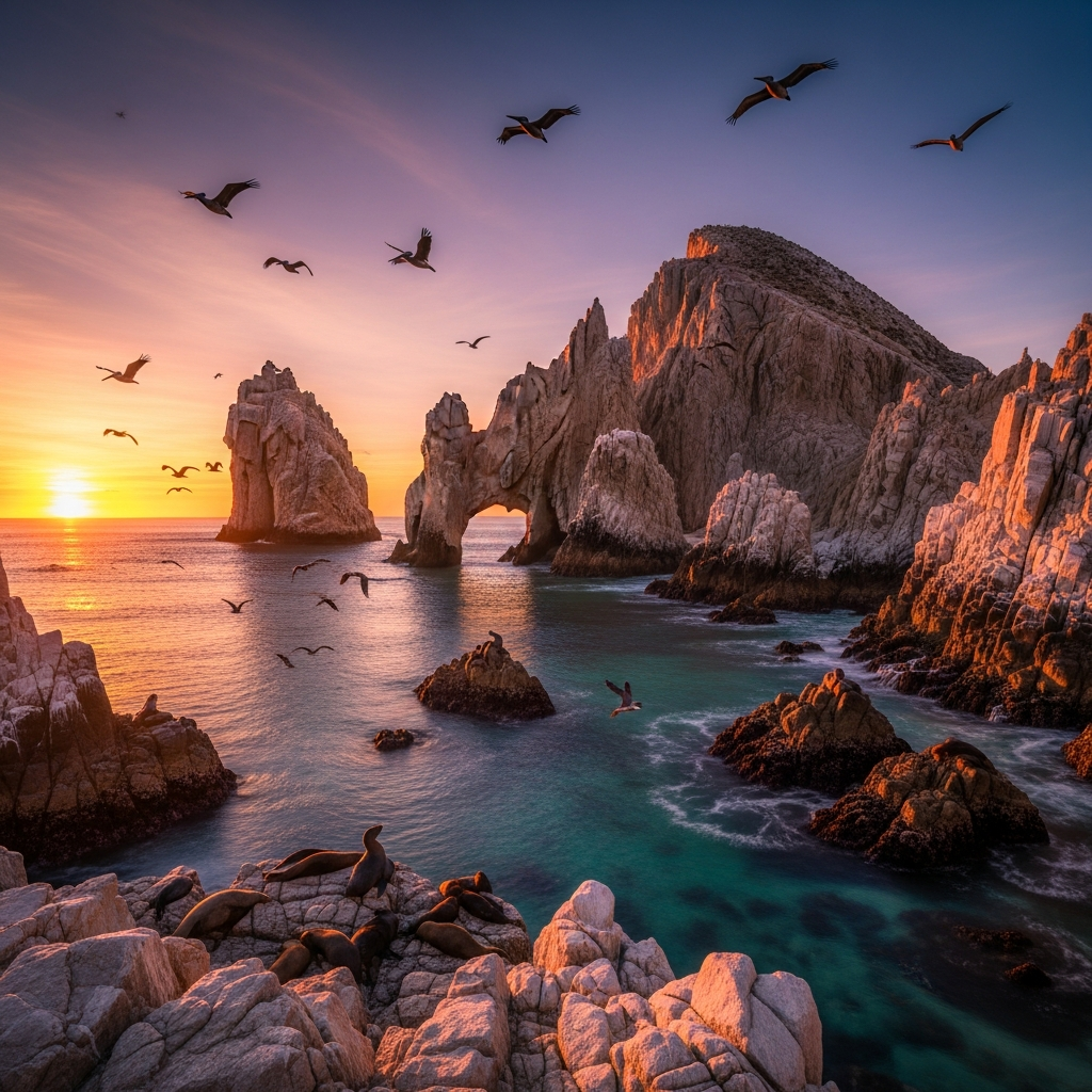 Pelicans at Land's End